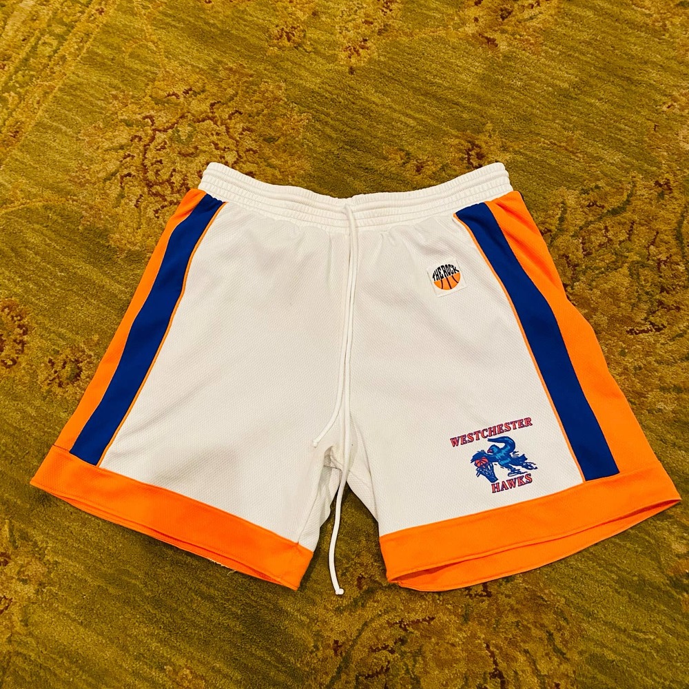 The Rock Reversible Blue Orange & White Basketball Drawstring Shorts Size Small
